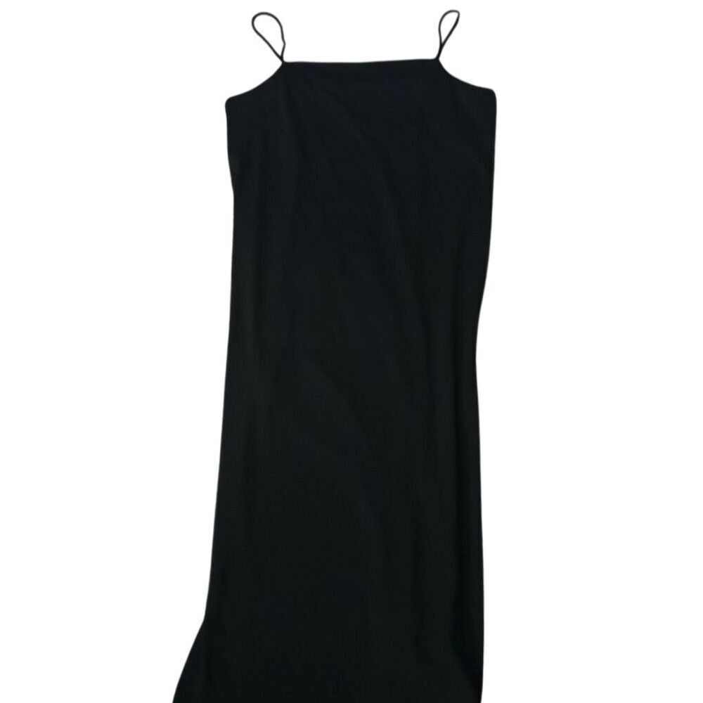 H&M Women's Black Midi Dress Sleeveless Square Neck Size L